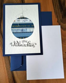 Karte Lettering Kugel dunkelblau