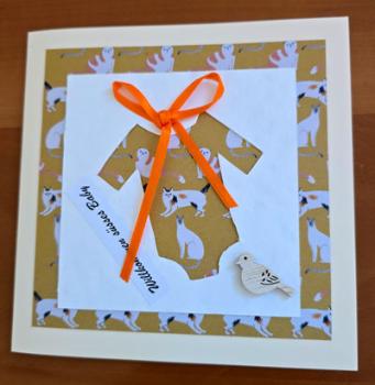 Karte Baby-Kurzarmbody beige