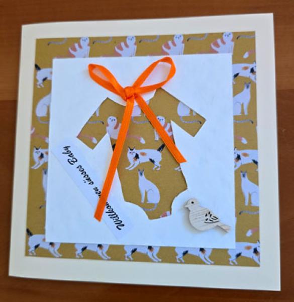 Karte Baby-Kurzarmbody beige